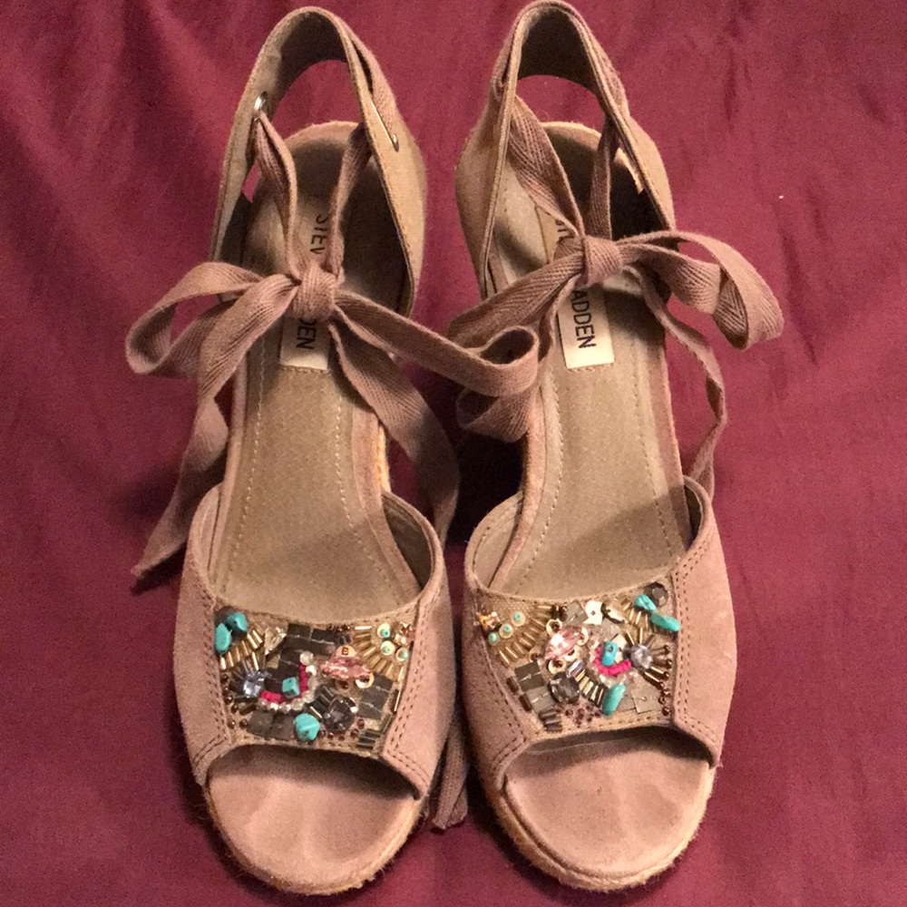 Steve Madden Suede Ankle Tie Wedges